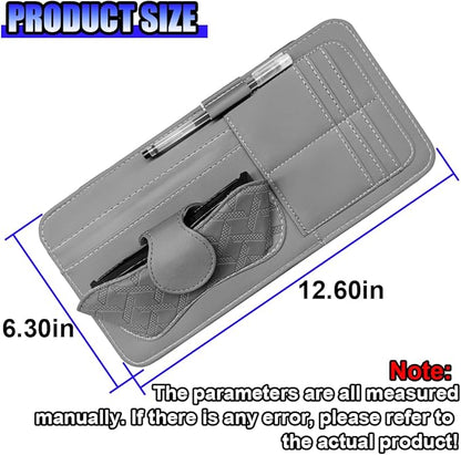 Car Sun Visor Organizer, Vehicle Sunglasses Holder, Automotive Storage Pocket for Pen, Glasses, Ticket, Card, Auto Interior Accessories Pocket for Car, SUV, Truck (Grey)