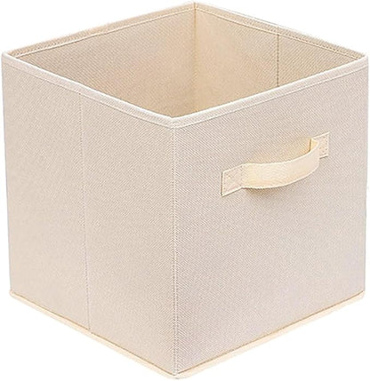 Basics Fabric Clothing Storage Bins - 10.6" x 10.6" x 11" - Collapsible Storage Cubes Organizer with Handles, Linen Foldable Storage Baskets Cloth Box Containers, Closet Organizers