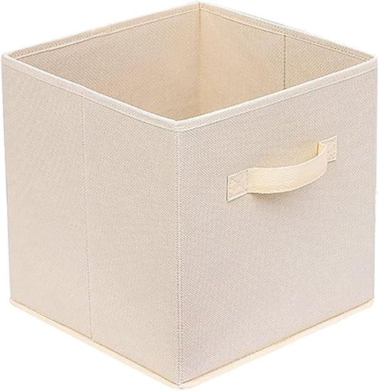 Basics Fabric Clothing Storage Bins - 10.6" x 10.6" x 11" - Collapsible Storage Cubes Organizer with Handles, Linen Foldable Storage Baskets Cloth Box Containers, Closet Organizers