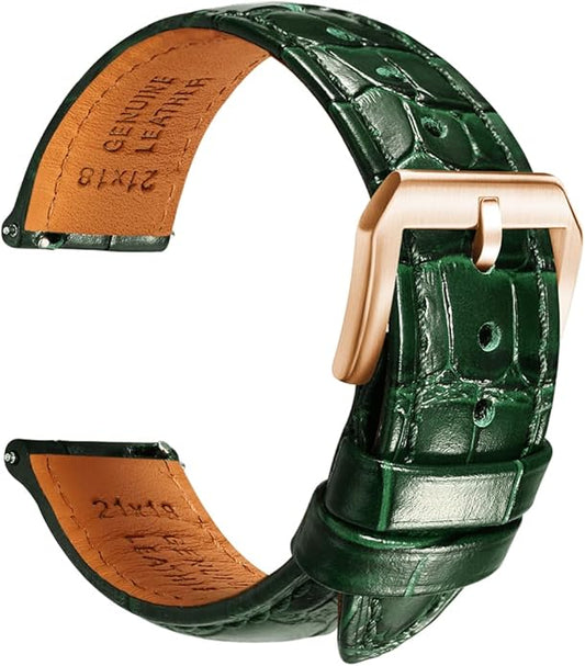 REZERO Leather Watch Bands for Men, Quick Release Watch Straps, Luxury Italian Alligator Grain Embossed Band Replacements 19mm 20mm 21mm 22mm