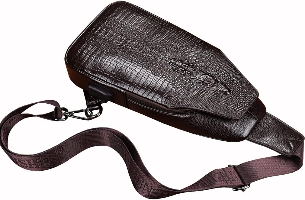 Hebetag Leather Sling Bag Crossbody Backpack for Men Women Travel Outdoor Camping