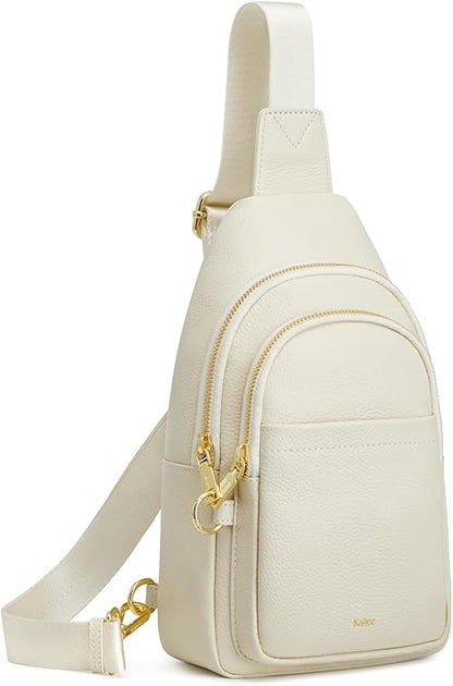 Kattee Sling Bag for Women, Leather Fanny Packs Crossbody Purse, Small Chest Bag for Travel with RFID Blocking