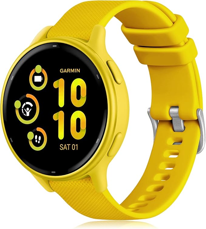 GEAK Compatible with Garmin Vivoactive 5 Watch Band/Vivoactive 3 Watch Bands,20mm Silicone Band for Garmin Venu 2 Plus/Venu Sq/Venu Watch Bands/Forerunner 645/245 Music Smartwatch Yellow