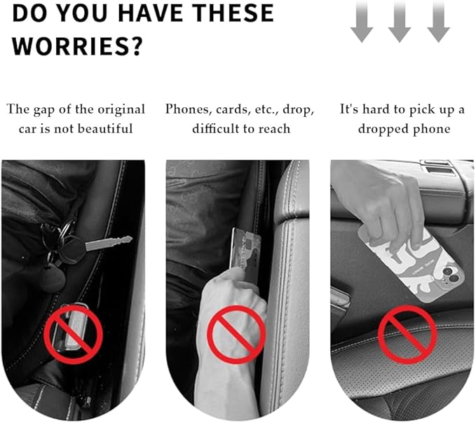 KIFIDAN 2PCS Car Seat Gap Filler,Flexible in between Car Seat Catcher for Tightly Filling Seats Gaps,Universal Cars Console Catcher Interior Cars Accessories for Women & Men (Black)