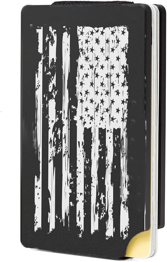 Minimalist Carbon Fiber Wallet for Men, Money Clip Cash Strap Wallet, RFID Blocking Metal Wallet Aluminum Card Holder,Front Pocket Wallet-USA Flag