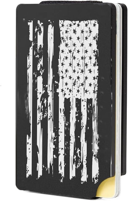 Minimalist Carbon Fiber Wallet for Men, Money Clip Cash Strap Wallet, RFID Blocking Metal Wallet Aluminum Card Holder,Front Pocket Wallet-USA Flag