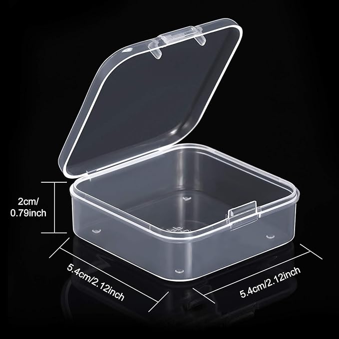 SATINIOR 12 Pack Clear Plastic Beads Storage Containers Box with Hinged Lid for Beads and More (2.12 x 2.12 x 0.79 Inch)