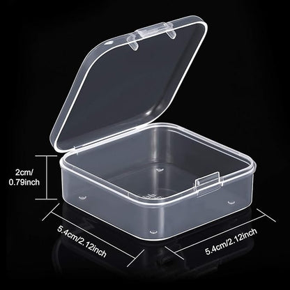 SATINIOR 12 Pack Clear Plastic Beads Storage Containers Box with Hinged Lid for Beads and More (2.12 x 2.12 x 0.79 Inch)