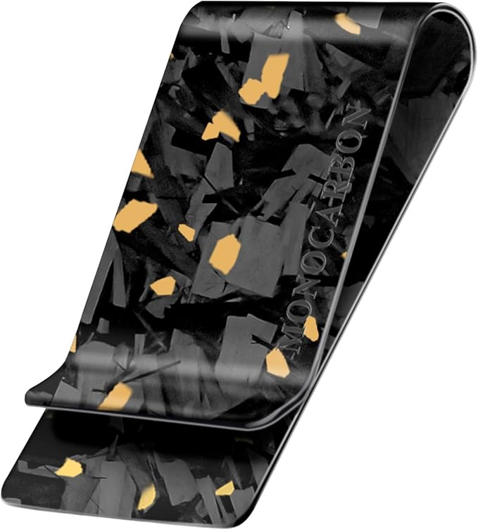 MONOCARBON Carbon-Fiber-Money-Clip-for-Men, Minimalist-Money-Holder for Cash, High Elastic Carbon-Fiber-Wallet, Slim and Durable