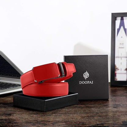 DOOPAI Belt Men, Ratchet Dress Adjustable 1 3/8" Sliding Leather Designer, Size Length Can be Cut, with Gift Box