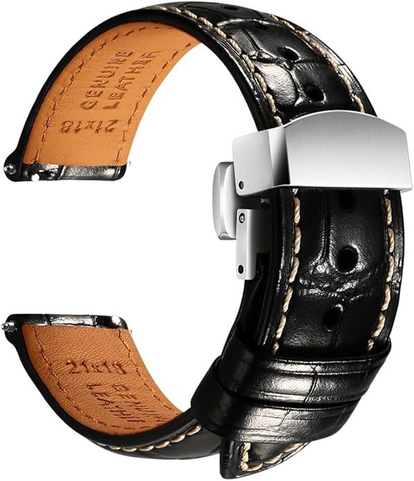 REZERO Leather Watch Bands for Men, Quick Release Watch Straps, Luxury Italian Alligator Grain Embossed Band Replacements 19mm 20mm 21mm 22mm