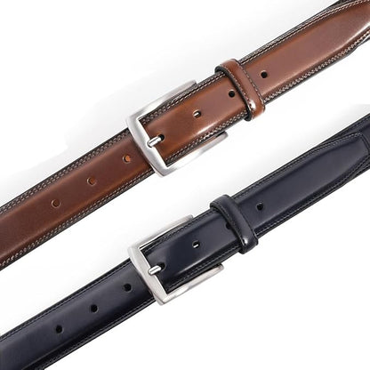 Mens Genuine Leather Dress Belt for Men, Handmade, 100% Cow Leather,Classic Casual and Business Belt Prong Buckle