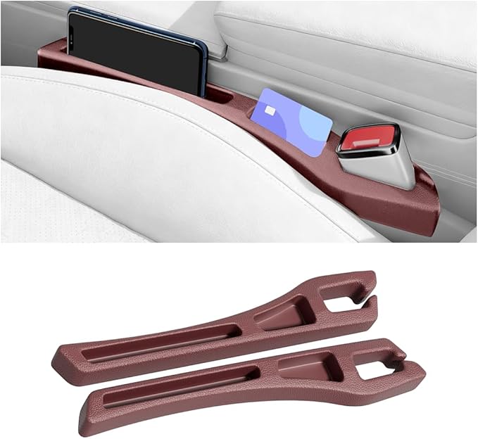 Car Seat Gap Filler, 2PCS No Drop Vehicle Seat Gap Plug with Storage Slots Between Seat and Console, Automotive Interior Seam Filler Organizer, Universal for SUV RV Truck (Red)