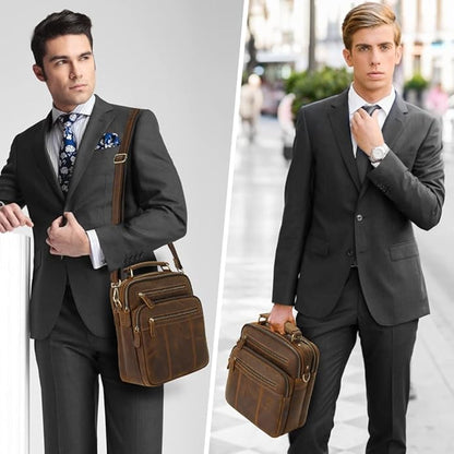 Jack&Chris Leather Messenger Bag for Men, Man Purse Crossbody Bags for Work Business