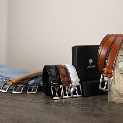 DOOPAI Mens Dress Belt - Genuine Leather Dress Belts For Men,Casual Suit Jeans Belt-Single Prong Buckle black belt