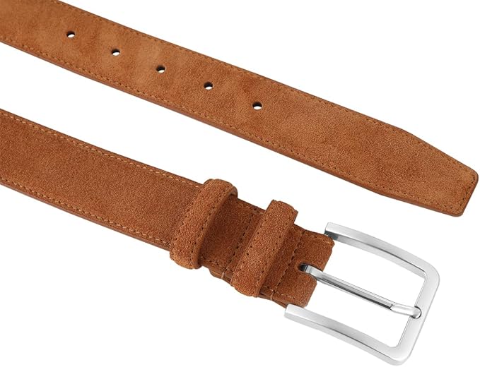 Men's Belt Casual Genuine Leather Suede Belts for Men 1 3/8" Wide Elegant Golf Dress Belt