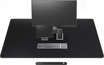Cacoy 51.2" x 27.5" Large Leather Desk Mat, Extended Mega Size Computer Mouse Pad for Full Desk Coverage, Waterproof Office Desk Protector, PU Leather Desk Pad Blotters (Black)
