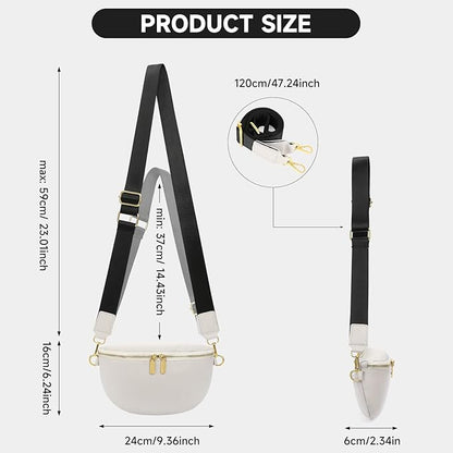 GAEKEAO Crossbody Bags for Women Fashion Sling Purse Fanny Pack Leather Belt Bum Bag Chest Shoulder Bag for Travel Beige