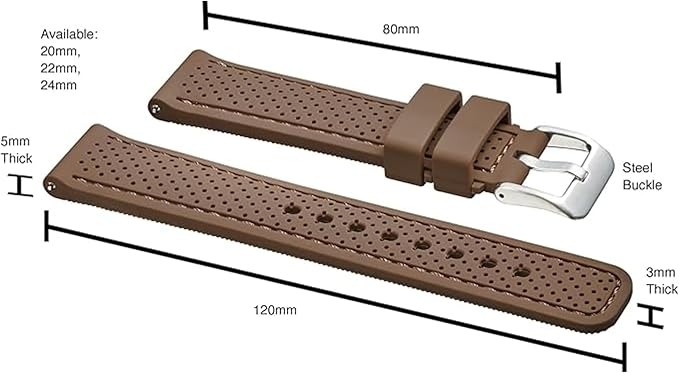 ALPINE Sporty Premium Soft Silicone Adjustable Watch Band - Replacement Rubber Watch Bands for Women & Men - Waterproof Quick Release Watch Straps - Compatible with Regular & Smart Watch Bands