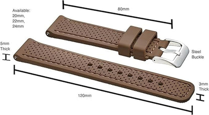 ALPINE Sporty Premium Soft Silicone Adjustable Watch Band - Replacement Rubber Watch Bands for Women & Men - Waterproof Quick Release Watch Straps - Compatible with Regular & Smart Watch Bands