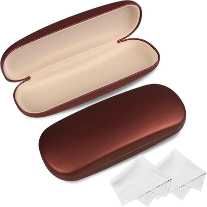 Joyberg Glasses Case, 2 Pack Eyeglass Case with Cleaning Cloth, Glasses Case Hard Shell Fits Most Glasses