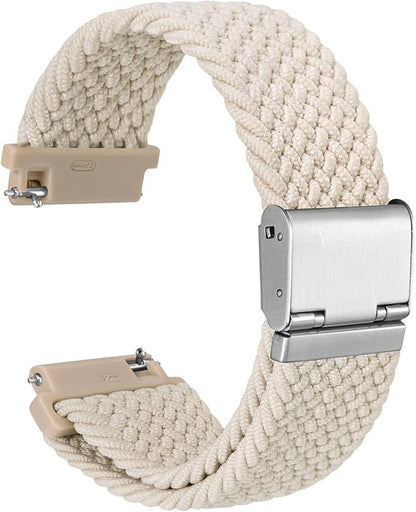WOCCI 16mm Braided Nylon Watch Band for Men and Women, Quick Release, Silver Stainless Steel Buckle (Starlight)