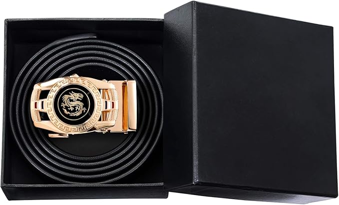 Dubulle Designer Mens Belts, Sliding Automatic Buckle Ratchet Dress Belt TOP Genuine Leather Strap Gifts