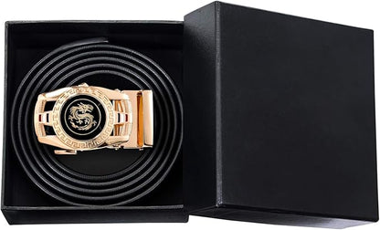 Dubulle Designer Mens Belts, Sliding Automatic Buckle Ratchet Dress Belt TOP Genuine Leather Strap Gifts