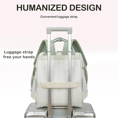 KROSER Laptop Backpack 17" Stylish Backpack Water Repellent College Casual Daypack Travel Business Work Bag for Men/Women-Beige/Light Green