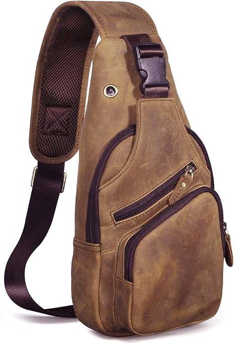Le'aokuu Men Fashion Casual Tea Designer Travel Hiking Crossbody Chest Sling Bag Rig One Shoulder Strap Bag Men Leather 8015 | Fashion, Casual, Tea, Designer, Travel, Hiking