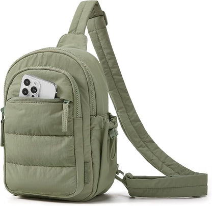 BAGSMART Small Sling Bag for Women, Puffer Crossbody Bag Purses Hobo Handbag Fanny Packs for Travel Hiking