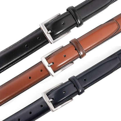 Mens Genuine Leather Dress Belt for Men, Handmade, 100% Cow Leather,Classic Casual and Business Belt Prong Buckle