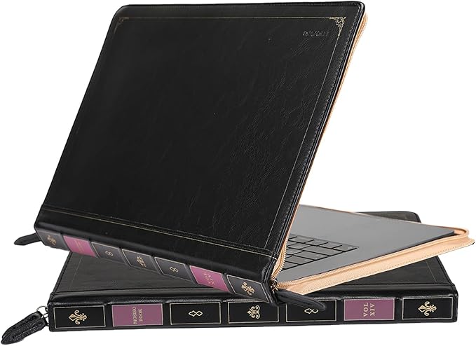 MOSISO Compatible with MacBook Air 15 inch 2025 2024 2023 M4 M3 M2/Pro 15 inch Case A1990 A1707 2019-2016, PU Leather Laptop Sleeve Vintage Retro Zippered Portfolio Protective Case Cover, Black
