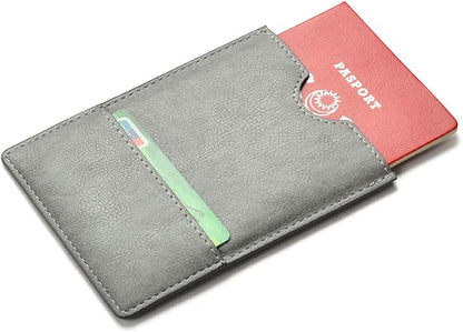 XEYOU Passport Holder Cover - Ultra Slim Premium Vegan Leather Travel Wallet Case Cover (Grey)