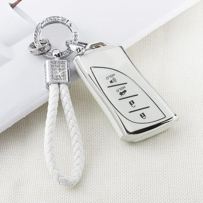 PIFOOG for Lexus Key Fob Cover Bling Keychain TPU Car Keys Case Shell Protector Protection for Lexus GX ES NX LC RC LS UX Accessories 4 Buttons Girly Women Cute