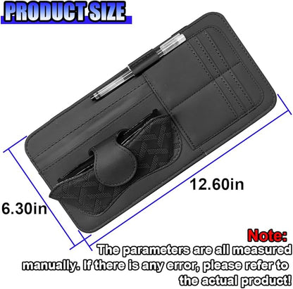Car Sun Visor Organizer, Vehicle Sunglasses Holder, Automotive Storage Pocket for Pen, Glasses, Ticket, Card, Auto Interior Accessories Pocket for Car, SUV, Truck (Black)
