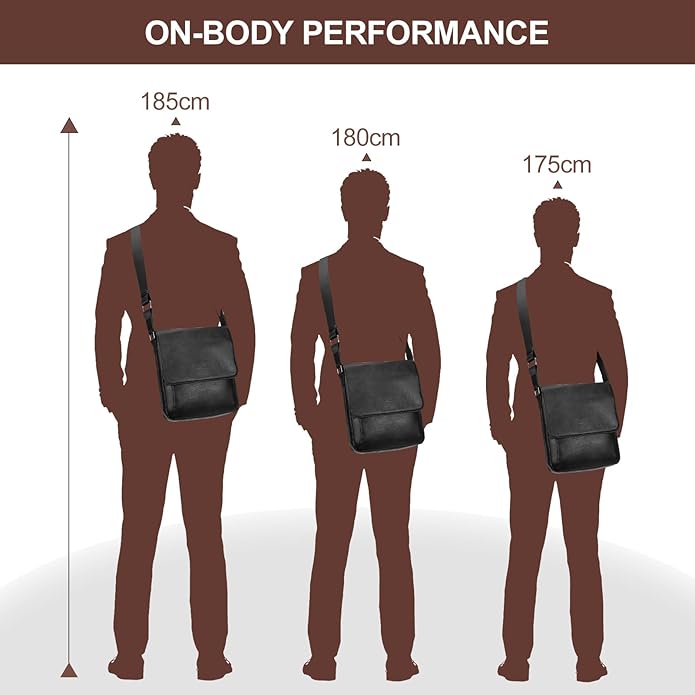 Leathario Men's Crossbody Bag, Vegan Leather, Shoulder Purse Side Sling Satchel, Small Messenger for Travel Work Daily