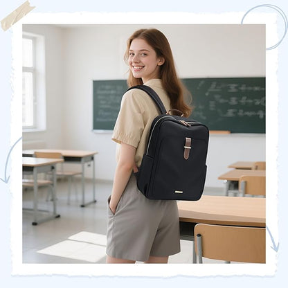 Laptop Backpack for Women,Casual Work Business Backpacks Purse Carry on Travel Backpack,17.3 Inch,Black