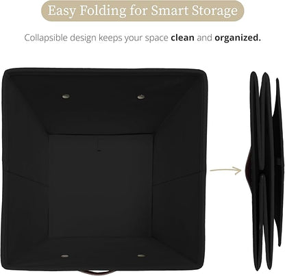 DECOMOMO Storage Cubes, 13x13x13 Storage Cube Bins with Labels, Fabric Organizer Bins (13" / 6pcs, Black)