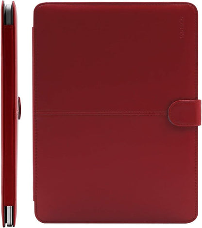 MOSISO Case Compatible with MacBook Air 13.6 inch M4 M3 M2 2025-2022 /Air 13 M1 2022-2018 /Pro 13 inch M2 M1 2025-2016, PU Leather Portfolio Protective Stand Cover, Red