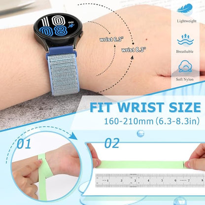 20mm Nylon Quick Release Band Compatible with Samsung Galaxy Watch 7 6 5 4 40mm 44mm/Garmin Vívoactive 6/5/3/3 Music/Forerunner 570 42mm/55/158/165/245/645/Amazift Active 2/Active/T-Rex 3 Pro 44mm