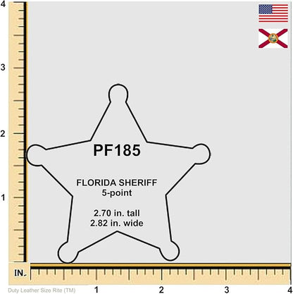 Perfect Fit Shield Wallets Florida Sheriff Five-Point Star Badge Holder (Black, Cutout PF185, 2.7 inches Tall)