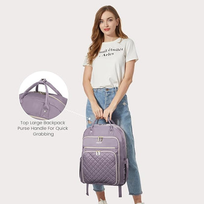 LOVEVOOK Laptop Backpack for Women, Water Resistant Travel Work Backpacks Purse Stylish College Business Teacher Nurse Computer Bag with USB Charging Port, Fits 17" Laptop
