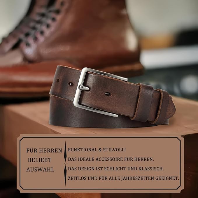 DOOPAI Men's Genuine Leather Casual Belt -Full Grain Leather Belt for Men- 1.5" Handmade Jeans Belt with Gift Box