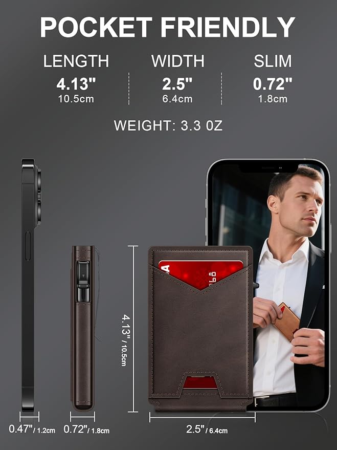 GHUKY Wallet for Men RFID Wallet with Money Clip, Slim Pop Up Card Holder for 10-12 Cards, Minimalist Smart Credit Card Case with ID Window, Bifold Metal Wallet for Front Pocket, Gifts for Men