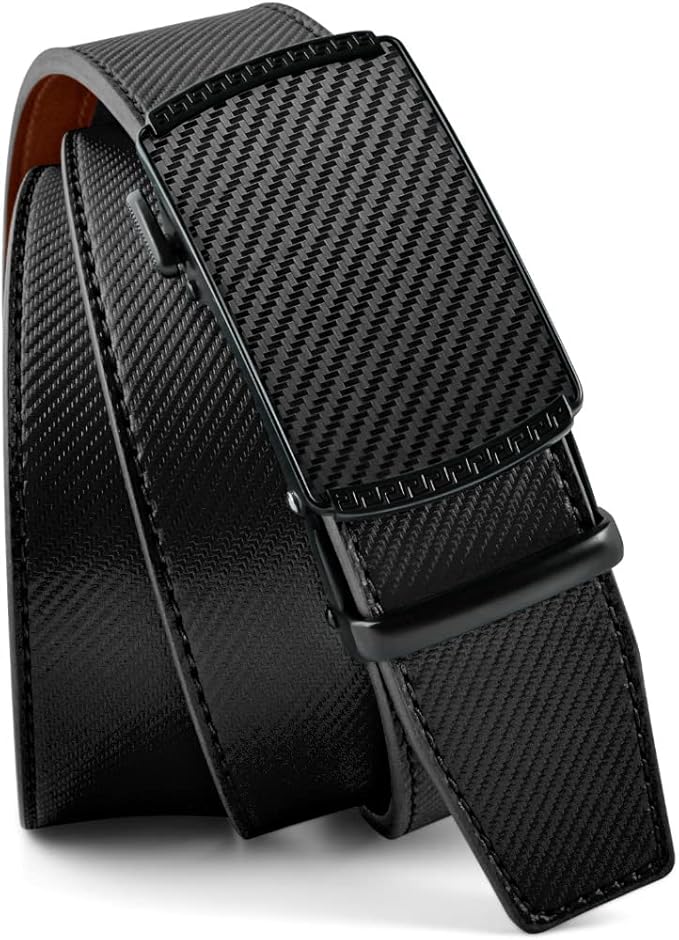 DOOPAI Belt Men, Ratchet Dress Adjustable 1 3/8" Sliding Leather Designer, Size Length Can be Cut, with Gift Box