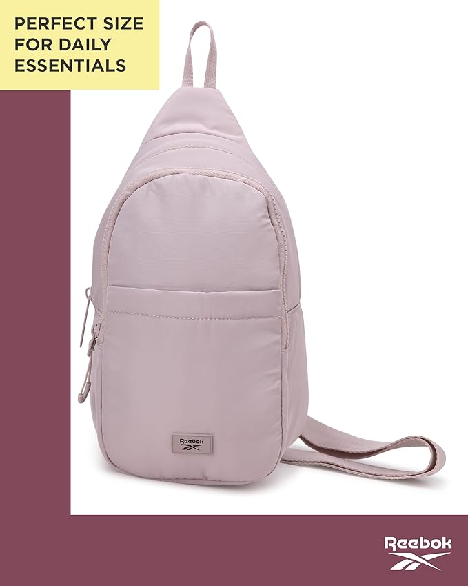 Reebok Unisex Crossbody Sling Bags – Compact Convertible Strap Cross Body Bag Travel Sling Bag - Gym & Travel Essential, Thea II Latte