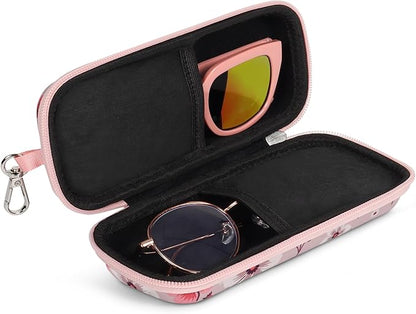 Double Eyeglasses Case Hard Shell Dual Sunglasses Organizer with Zipper Closure Travel Eyewear Storage for Vehicle