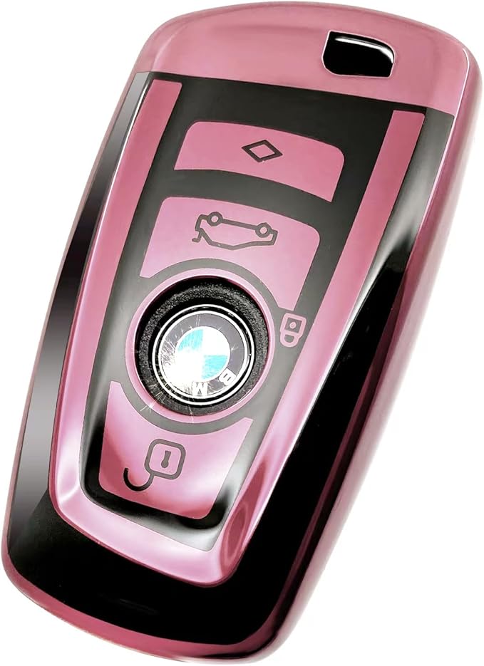 Creativity Suitable For BMW key fob cover. Advanced soft TPU key box is compatible with X1 X3 X4 X5 X6 1 2 4 5 6 7 M3 M5 M6 GT3 GT5 G30 F10 F15 F16 F20 key (Type A Pink single Key Case)