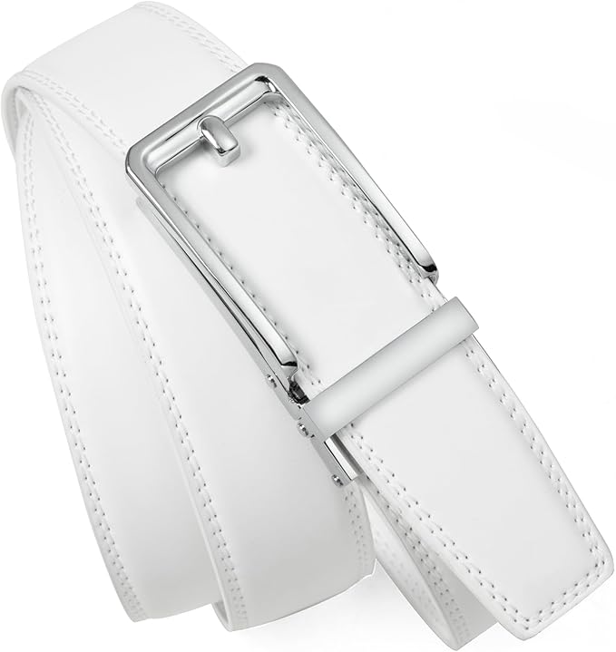 Founders & C Men's Leather Ratchet Comfort Click Belt Dress with Slide Buckle -Adjustable Trim to Fit